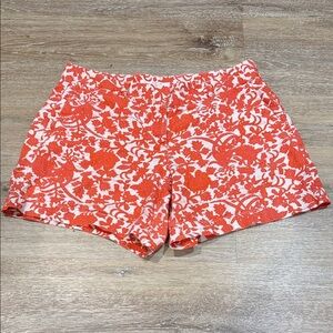 LOFT Size 8 High Waist Women's Shorts in Orange and White Floral